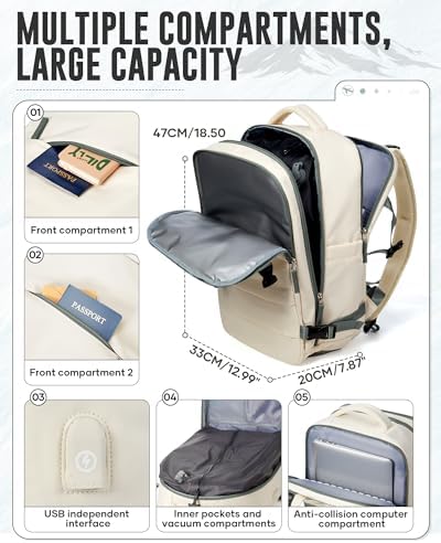Large Vacuum Backpack Travel with Pump, Waterproof Compression Backpack, Airback Personal Item Carry on Backpacks, Vacpack Compression Bags for Seal, Business Travel Backpacks for Women Men - Image 2