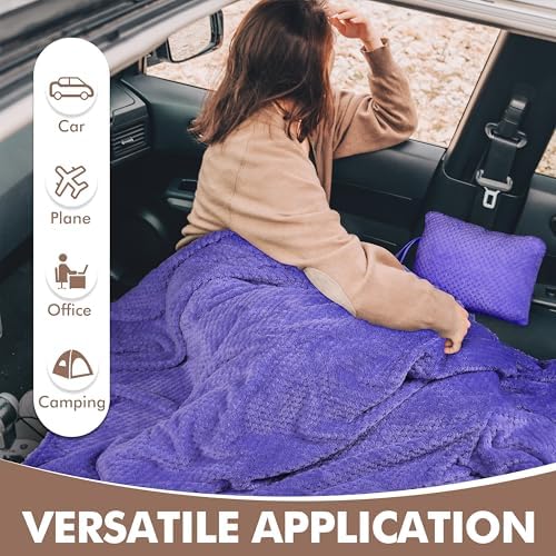 Tirrinia Travel Portable Blanket with Feet Airplane Office Poncho 4 in 1 Zippered Front Pocket Premium Cozy Fleece Blankets with Built-in Bag - Image 4