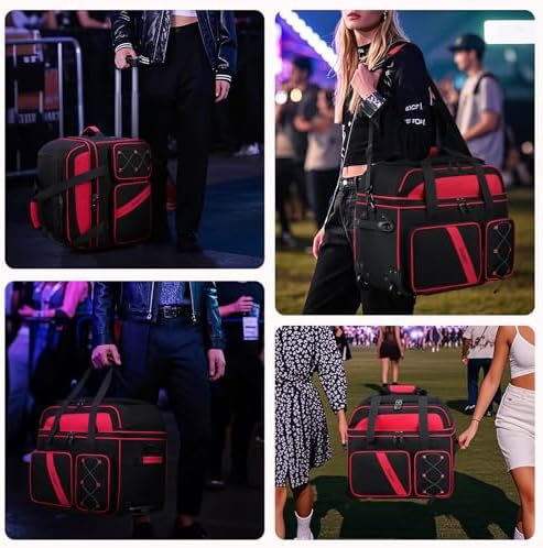 BOSSTIN Rolling DJ Cable Bag with Wheels – DJ Gig Bag Case for Equipment with 15.6" Laptop Compartment, Padded Detachable Dividers, Multi-Pocket Travel Storage for Music Gear & Accessories - Image 6