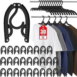 30 Pcs Travel Hangers Portable Foldable Travel Hanger Organizer, Plastic Travel Accessories Essentials Clothes Drying Rack Folding Hangers for Traveling Camping Flying RV Cruises Suitcase, Blac