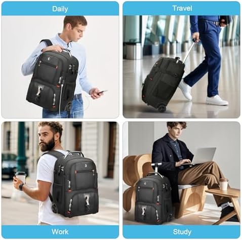 Vacuum Rolling Backpack,50L Roller Travel Laptop Backpack with Anti-Theft,rolling backpack for travel,Water-Resistant Carry-On Luggage,Business and Commuting (B) - Image 7