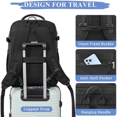 Personal Item Backpack, 40L Large Travel Backpack for Women Men, Waterproof Carry on Backpack for College, Business, Work - Image 5