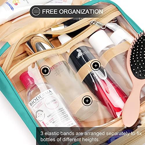 Travel Hanging Toiletry Bag for Women, with Jewelry Organizer Compartment, Medium Waterproof Hanging Makeup Accessories, Cosmetic Essentials, Toiletries Dopp Kit Set with Trolley Belt, Blue - Image 4
