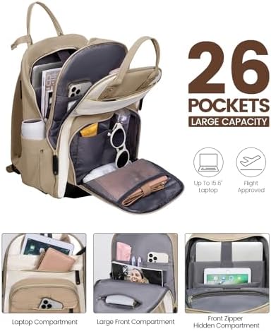 LOVEVOOK Laptop Backpack Women,Large Capacity 15.6 inch Laptop Bag Travel Backpack for Women,Computer Work College Teacher Backpacks with USB Port,Waterproof Personal Item Backpack Casual Daypack - Image 3
