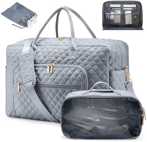LOVEVOOK Travel Duffle Bag, Weekender Bag for Women with Toiletry Bag Carry on Overnight Bag with Laptop Compartment, Yoga Gym Bag with Wet Pocket Shoe Bag, Hospital Bag for Labor and Delivery