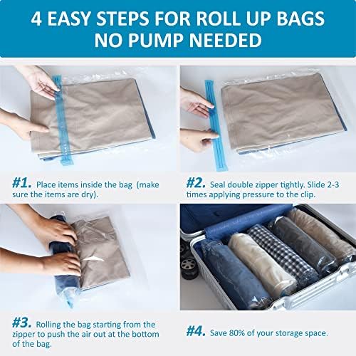 Compression Bags for Travel - Travel Essentials - 24 Pack Space Saver Bags - No Vacuum Needed - Compression Packing Bags for Cruise Accessories - Image 6
