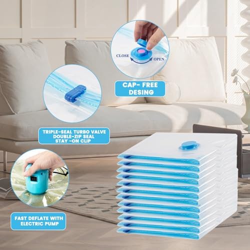 Vacuum Storage Bags,10 Pack (10 Jumbo Bags) Zip Seal Space Saver Bag for Travel Clothes,Blanket,Duvets,Pillows,Comforters - Image 5
