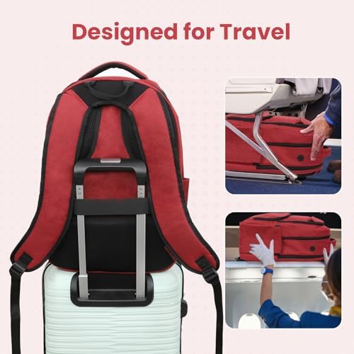 Laptop Backpack, Travel Backpack for Men Women, Business Anti Theft Computer Back Pack with USB Charging Port, Water Resistant School Backpack Work Back Pack Bookbag Fits 15.6 Inch Notebook, Red - Image 6