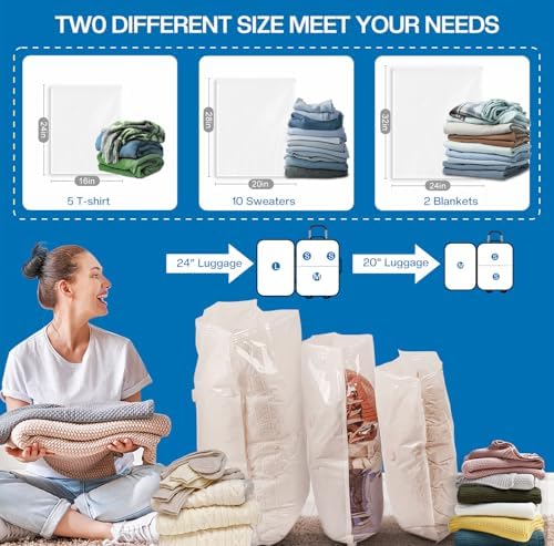 Vacuum Storage Bags for Travel, 10 Pack Vacuum Seal Bags for Clothing Travel, Compression Packing Kit with High Pressure Electric Pump, Space Saver for Clothes Luggage Traveling - Image 3