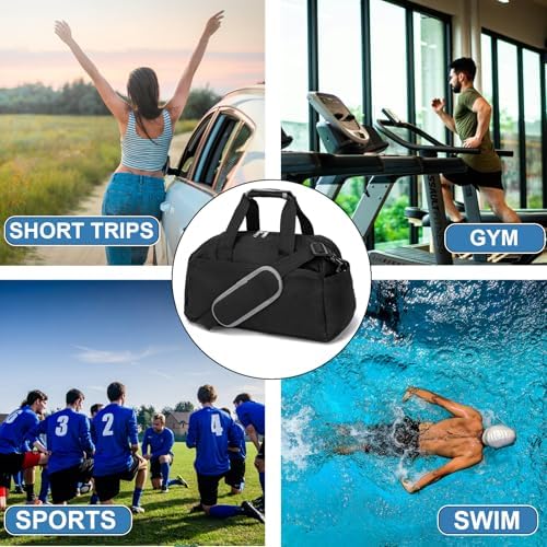 14 inch Small Gym Bag for Women & Men, Mini Duffel Bag for Travel Sports Lightweight Carry On Bag, Black - Image 7
