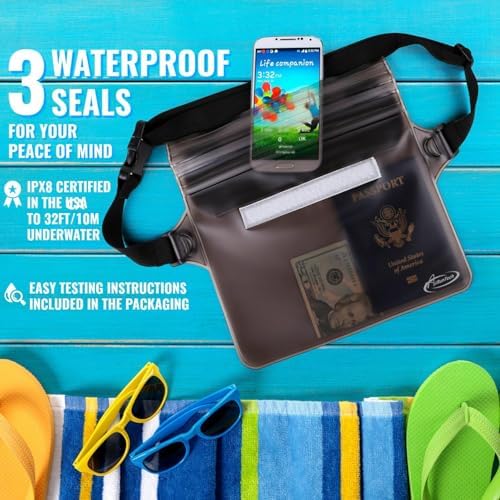 AiRunTech Waterproof Fanny Pack,Waterproof Pouch for Phone Passport Wallet Purse with Waist Strap,Floating Waterproof Bags for Travel Beach Swimming Kayaking Boating Pool Accessories - Image 4