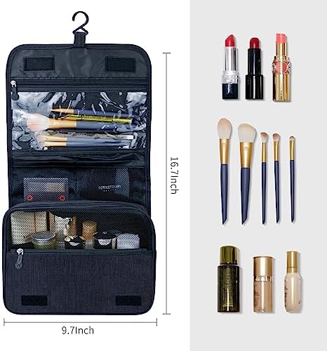 Large Capacity Toiletry Bag Travel Bag with Hanging Hook for Men and Women Waterproof Travel Cosmetic Bag Bathroom Storage Bag for Brushes Set,Full-Sized Shampoo,Toiletries,Accessories-Black - Image 4