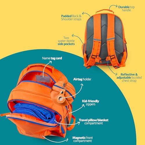 3pc Kids Travel Backpack Set – kids travel blanket and pillow set | AirTag holder included | Toddler road trip essentials & Kids travel essentials ages 4-10 - Image 4