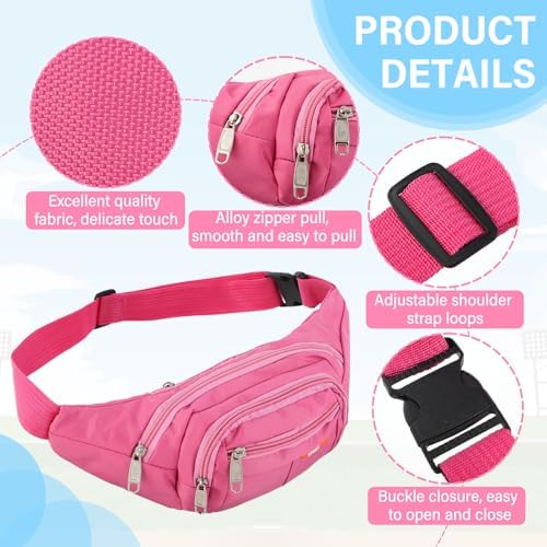 Reginary 9 Pcs Fanny Pack for Women Waist Bag Packs Men Crossbody Waterproof Adjustable Fanny Pack Running Bag Running Fanny Pack for Travel Hiking Running Outdoor (Chic Color) - Image 3
