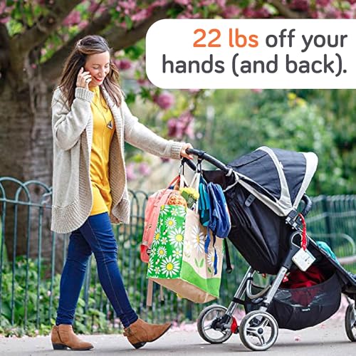 Baby Uma Stroller Hooks for Bags (2 Pack) - Universal Stroller Clips and Hooks, Non-Slip with One-Hand Opening, 11 lb Weight Capacity, Baby Travel Essential - Image 4