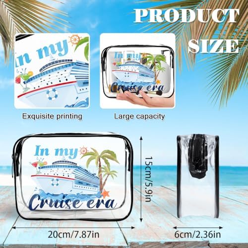 6PC Clear Cruise Makeup Bags Gifts for Women, Clear Beach Cosmetic Bag Cruise Ship Survival Kit Essentials, Travel PVC Waterproof Toiletry Bags for Girls Sister Daughter Nurse Teacher - Image 2