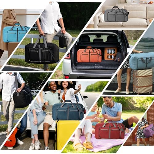 Felipe Varela Duffle Bag with Shoes Compartment and Adjustable Strap,Foldable Travel Duffel Bags for Men Women,Waterproof Duffel Bags - Image 8