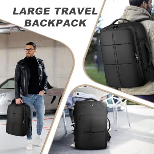 Extra Large Travel Backpack, 55L Carry On Backpack Flight Approved with USB Charging Port, Expandable Waterproof Business Luggage Casual Bag Fits 18.4 Inch Laptops, Travel Gifts for Men Women - Image 6
