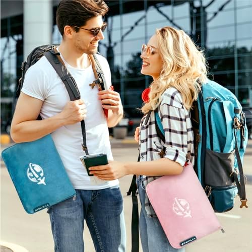 PAVILIA Travel Blanket and Pillow, Arms Opening Airplane Blankets for Adults, Compact Plane Blanket with Arm Hole 2-in-1 Bag for Flight Car Camping Fit in Luggage Backpack Traveler Gift, Pink - Image 9