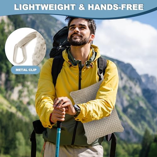 Travel Blanket Airplane Compact with Bag, Travel Essentials 3 in 1 Packable Airplane Blanket, Travel Pillow and Blanket Set, Inflatable Pillow, Luggage Sleeve & Backpack Clip (Camel) - Image 5
