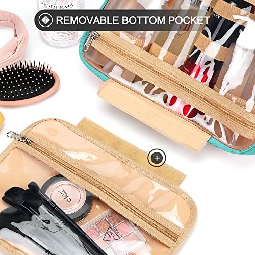Travel Hanging Toiletry Bag for Women, with Jewelry Organizer Compartment, Medium Waterproof Hanging Makeup Accessories, Cosmetic Essentials, Toiletries Dopp Kit Set with Trolley Belt, Blue - Image 5