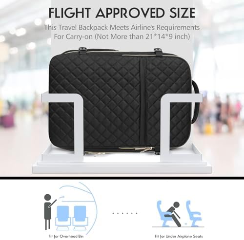 MOMUVO Large Travel Backpack Women, Flight Approved Carry On Backpack, Water Resistant Anti-Theft Casual Daypack School Bag Fit 17 Inch Laptop with USB Charging Port, Black - Image 9