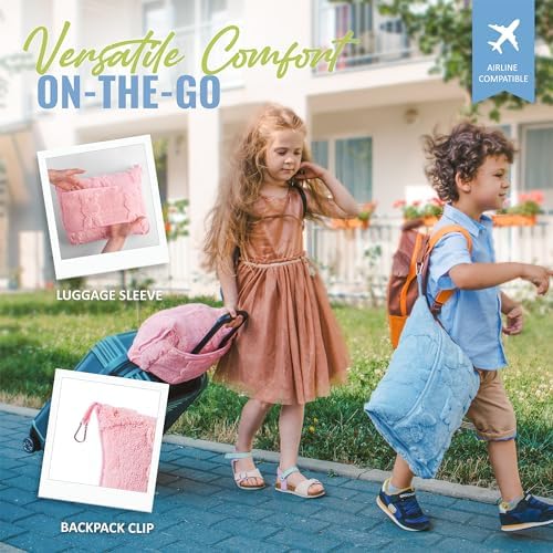 BOACAY Travel Toddler Blanket for Airplane, Car - Soft Kids Throw Blanket for Daycare - Pillow for Girls, Boys with Backpack Clip, Luggage Sleeve - Image 4
