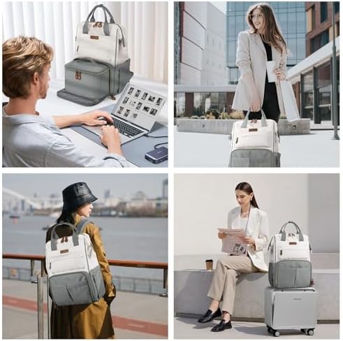 Maelstrom Travel Backpack for Women Men,Laptop Backpack Fits 15.6-17.3 Inch Laptop, Nurse/Teacher/Work Bag with Insulated Lunch Box,Water Resistant Carry On Backpack,Gray-Beige - Image 9