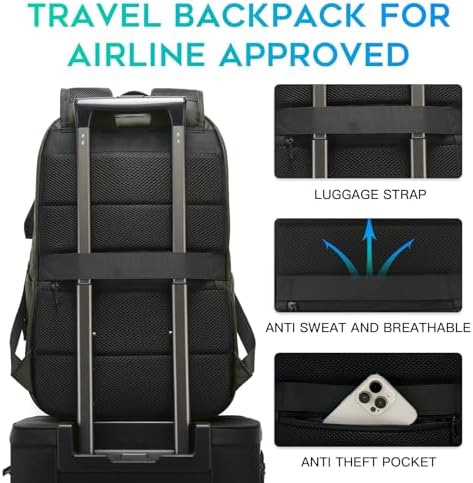 FUTURE AESTHETICS Smart Waterproof Travel Backpack Business Flight Approved Carry on Backpack for Men Women ,Large Capacity Laptop Backpack,Water Resistant Computer Backpack Fits 16 Inch Laptop(Green) - Image 5