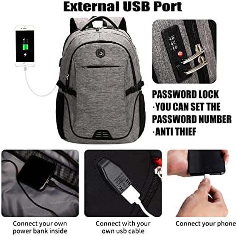 SHRRADOO Anti Theft Laptop Backpack Travel Backpacks with usb Charging Port for Women Men College Backpack Computer Bag Fits 17 Inch Laptop,Black - Image 3