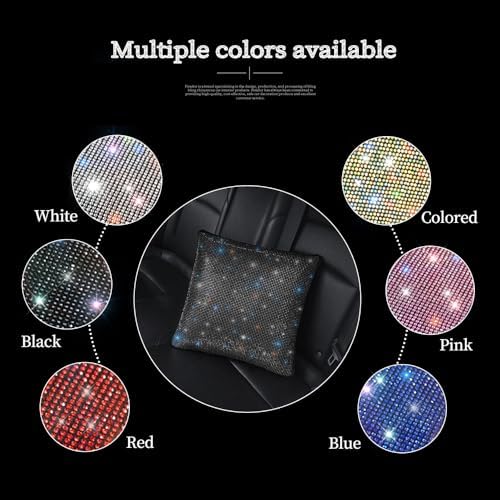 Cute and Charming Travel Blanket Pillow Combo with Crystal Rhinestone, Bling Diamond Throw Pillow Blanket Sparkling Camping Pillow Blanket Car Decor All Season for Ladies Black 1 Piece - Image 6