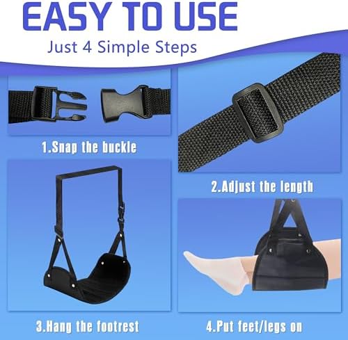 2-Pack Airplane Foot Hammock for Plane Travel - Travel Essentials Length Adjustable Airplane Foot Rest - Long Flight Must Haves - Image 6