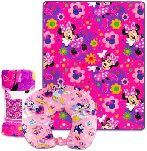 Disney Minnie Mouse Travel Blanket and Pillow Set - Bundle with 40"x 50" Throw Blanket, Neck Pillow, Stickers, More | Minnie Mouse Travel Accessories for Kids, Girls - Image 2