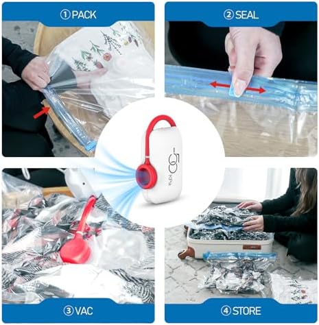 Vacuum Storage Bags for Travel, 10 Pack Vacuum Seal Bags for Clothing Travel, Compression Packing Kit with High Pressure Electric Pump, Space Saver for Clothes Luggage Traveling - Image 7