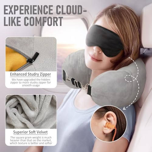 Travel Neck Pillow Stuffable with Clothes, Stuffable Neck Pillow for Travel, Packable Fillable Storage Bag for Airplane Travel, Soft Velvet Neck Pillow Case Cover - Image 4