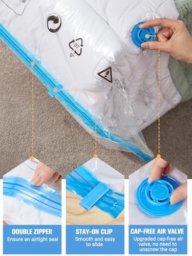 Vacuum Storage Bags with Electric Air Pump, New Air Valve Combo 15 Pack Space Saver Bag, Vacuum Sealer Bags for Clothes, Blanket, Duvets, Pillows, Comforters, Travel, Two Compressing Ways - Image 7