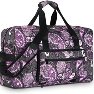 F.FETIVIN Weekender Bag Carry On Travel Duffle Medium Overnight Bag for Women(Purple Paisley)