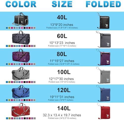 Bago Large Foldable Duffel Bags for Traveling Women & Men - 80L Packable Duffle Bag for Travel with Shoe Compartment - Water Repellant, Heavy Duty, Lightweight Folding & Collapsible (SnowPink) - Image 3