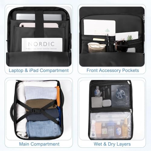 Travel Backpack for Men Women, Personal Item Travel Bag with Multi-Pockets, Airline Approved Carry on Backpack Fits 16inch Laptop, Waterproof Casual Backpack for College,Travel, Work - Image 5