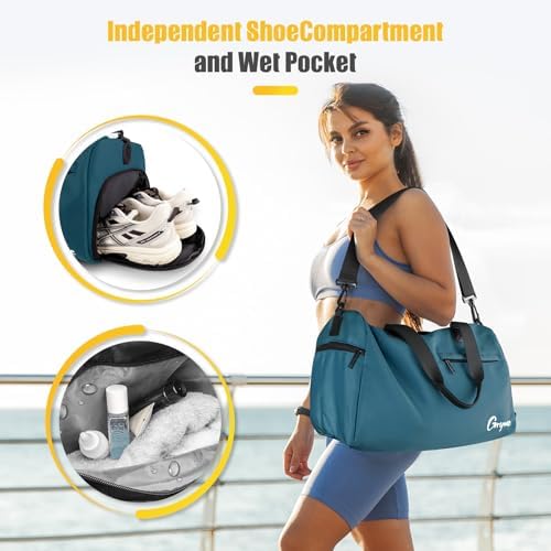 Gryme 15 Inch Small Gym Bag with Shoes Compartment and Wet Pocket, Mini Duffle Bag for Men & Women, Small Sports Bag for Travel Carry On, Swimming, Workout, Weekender Overnight - Image 3