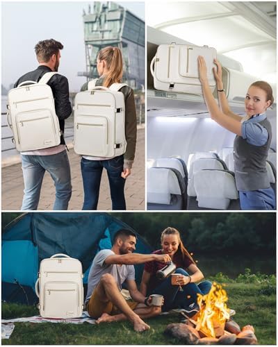 LOVEVOOK Travel Backpack For Women,40L Carry On Backpack Flight Approved,TSA Personal Item Travel Bag Fits 17 Inch Laptop,Business Weekender Overnight Daypack with Toiletry Bag and Cube,White - Image 8