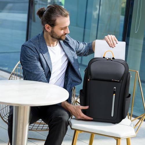 17 Inch Laptop Backpack for Men, Business Travel Anti-Theft Backpack with USB Charging Port, Water Resistant Computer Bag Carry On Flight Approved for Work College Weekender, Black - Image 7