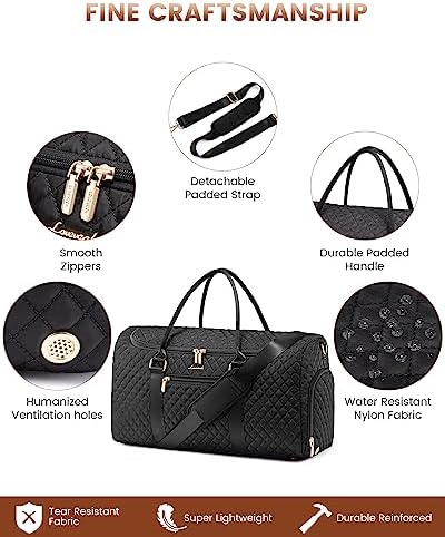 LOVEVOOK Travel Duffle Bag, 40L Weekender Overnight Bag with Toiletry, Quilted Carry On Bags with Shoe Compartment, Gym Duffel Bags with Wet Pocket for Women, Hospital Bags for Labor and Delivery - Image 5