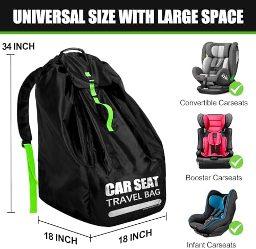 Car Seat Travel Bag for Airplane, Large Car Seat Bags for Air Travel with Padded Straps, Gate Check Storage Bag/Backpack for Car Seat Airport, Carseat Cover Travel - Baby Travel Essentials for Flying - Image 3
