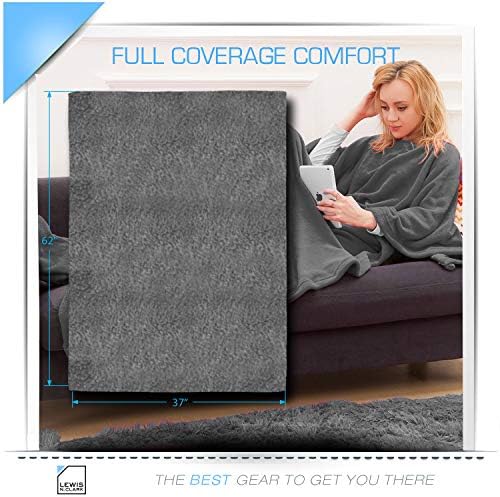 Lewis N. Clark Super Soft Plush Portable Travel Blanket for Airplane, Camping, Office + Baby with Carry Straps, Gray, One Size - Image 2