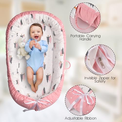 Totsi Baby Lounger Set | Ultra-Soft Baby Nest with Pillow and Blanket | Machine Washable Infant Lounger 0-24 Months | Adjustable Infant Nest for Travel | Baby Lounger Cover for Newborn - Image 6