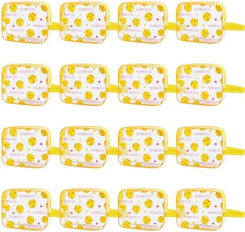 16PCS Softball Cosmetic Bag - Softball Gift Accessories Bags Goodie Snack Makeup Bag,Waterproof Softball Clear PVC Bag,Travel Toiletry Zipper Pouch Organizer,Softball Team Gifts for Girls Team Player