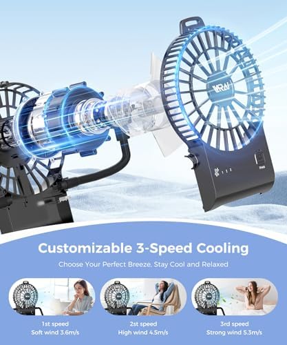 Freestyle Small Robot Fan, Fun Desk Fan with Suckers, Rechargeable Portable Fan and Phone Stand 2 in 1 for Office, Travel and Cars, Black - Image 3