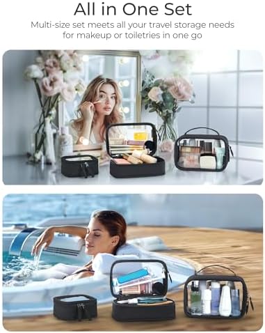 BAGSMART TSA-Approved Toiletry Bag, Large Opening Clear Makeup Bag with Handle, Quart Sized Travel Toiletry Bag, Carry-On Airline Compliant for Men and Women (Black) - Image 7