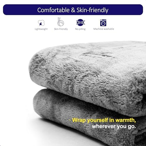 3-in-1 Travel Pillow Blanket Set - Soft Flannel Convertible Pillow, Blanket & Neck Pillow with Backpack Clip | Compact Travel Essentials for Airplane, Car, Office, Grey - Image 3